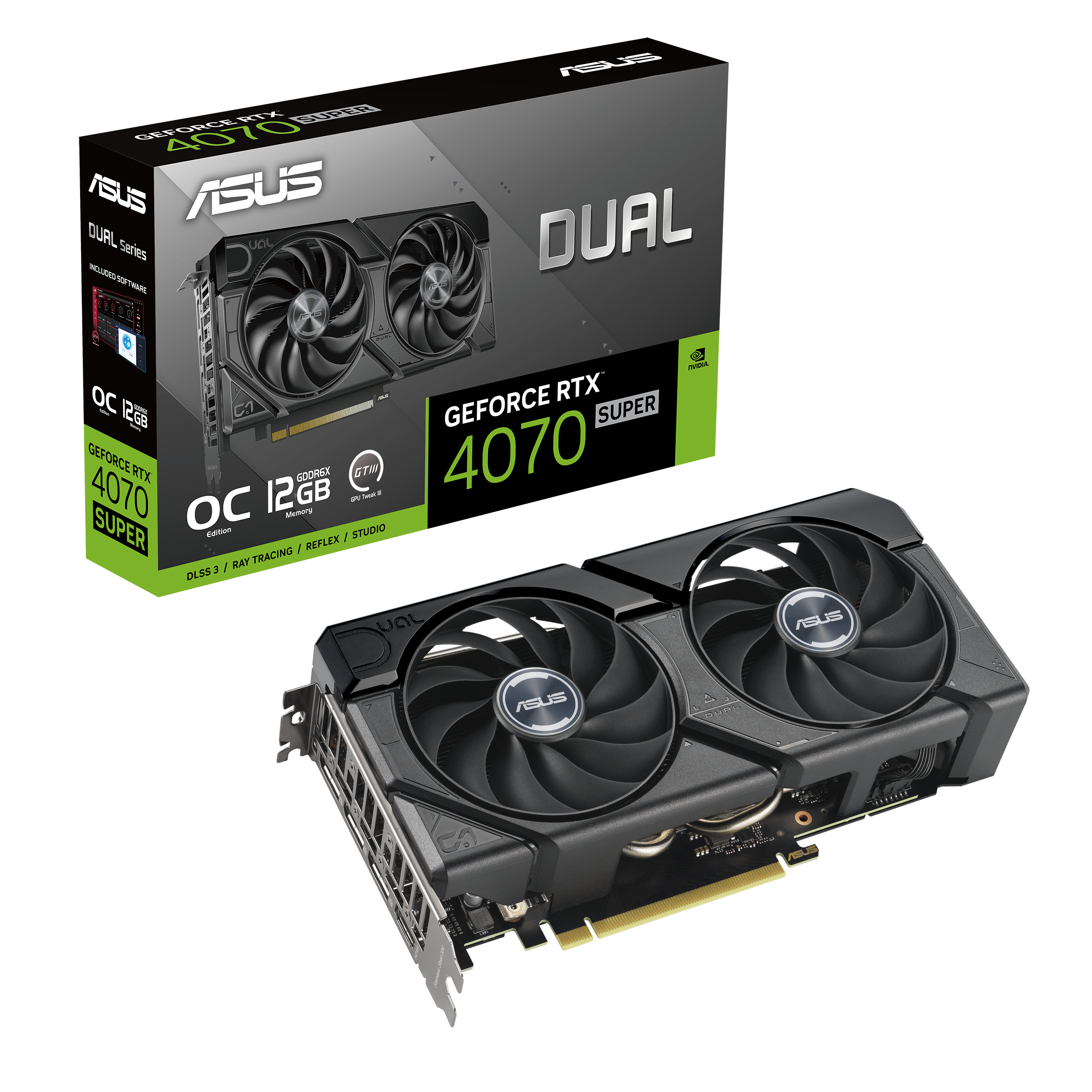 ASUS Dual -RTX4070S-O12G-EVO NVIDIA GeForce RTX 4070 SUPER 12 GB GDDR6X (90YV0KC0-M0NA00) thumbnail