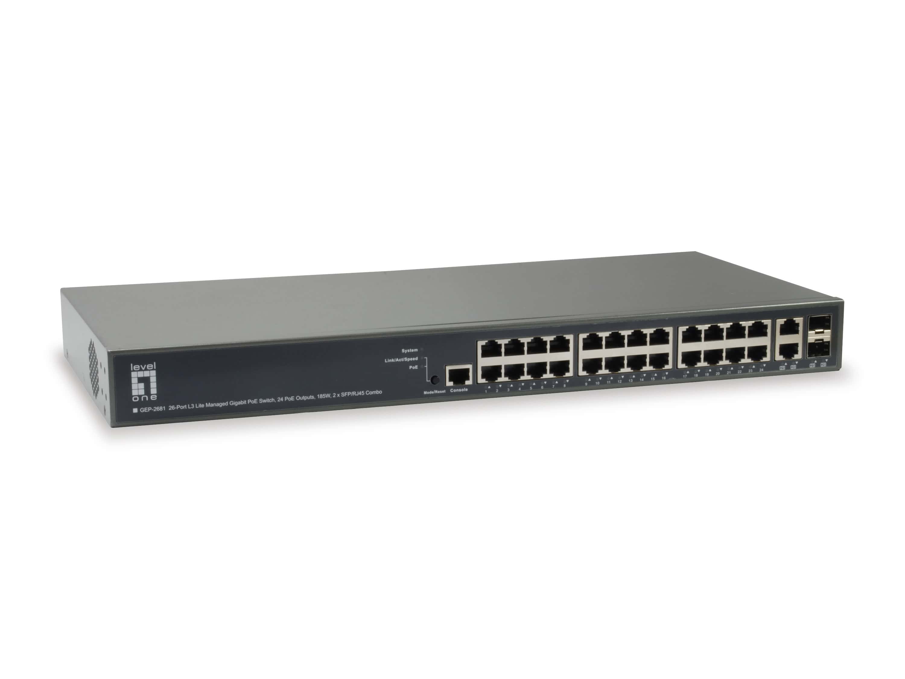 LevelOne GEP-2681 netwerk-switch Managed L3 Gigabit Ethernet (10/100/1000) Power over Ethernet (PoE) Zwart (GEP-2681) thumbnail