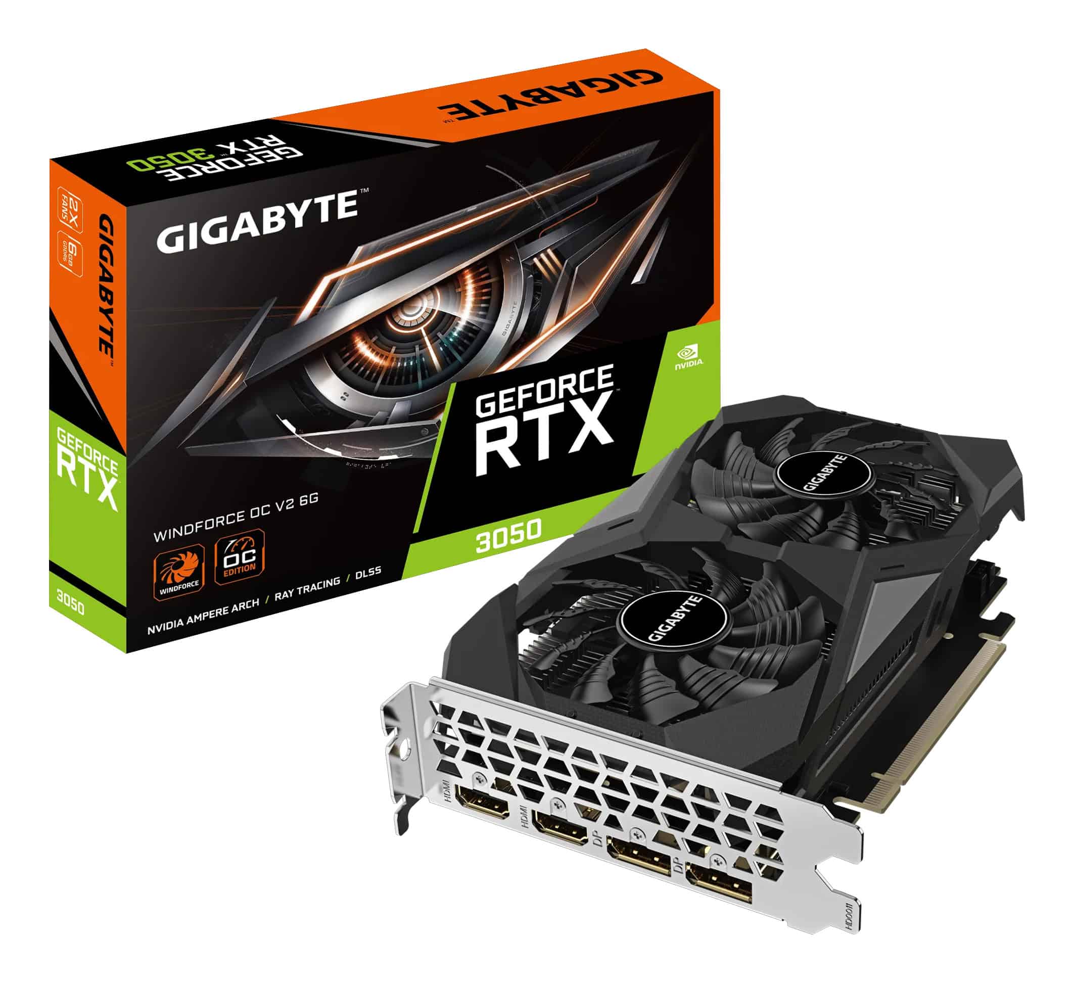 GIGABYTE GeForce RTX 3050 WINDFORCE OC V2 6G NVIDIA 6 GB GDDR6 (GV-N3050WF2OCV2-6GD) thumbnail