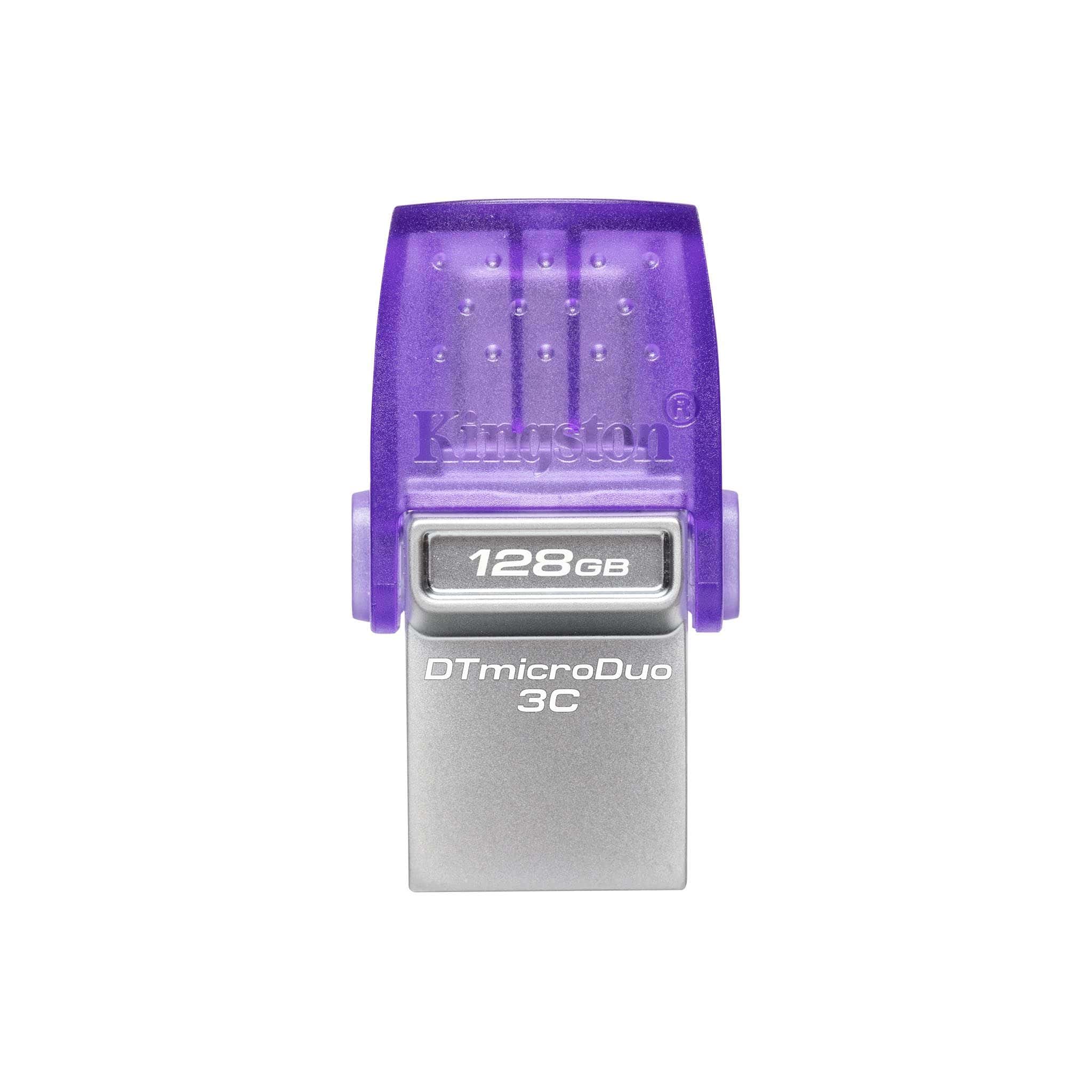 Kingston Technology DataTraveler microDuo 3C USB flash drive 128 GB USB Type-A / USB Type-C 3.2 Gen 1 (3.1 Gen 1) Roestvrijstaal, Paars (DTDUO3CG3/128GB) thumbnail