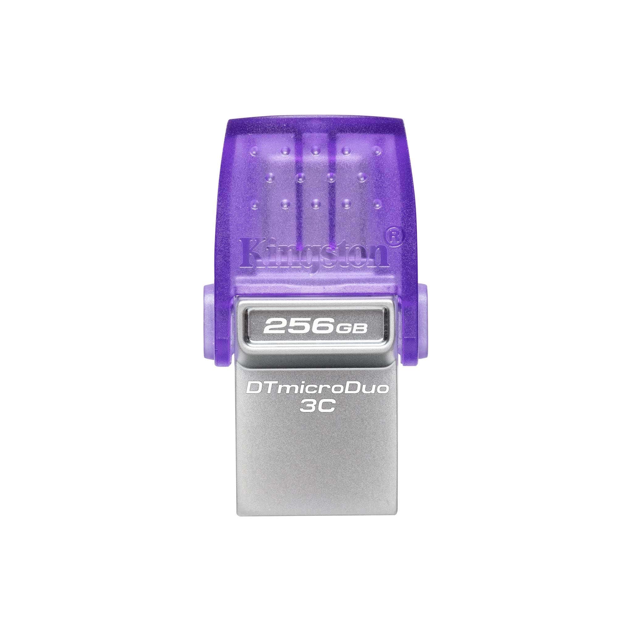 Kingston Technology DataTraveler microDuo 3C USB flash drive 256 GB USB Type-A / USB Type-C 3.2 Gen 1 (3.1 Gen 1) Roestvrijstaal, Paars (DTDUO3CG3/256GB) thumbnail