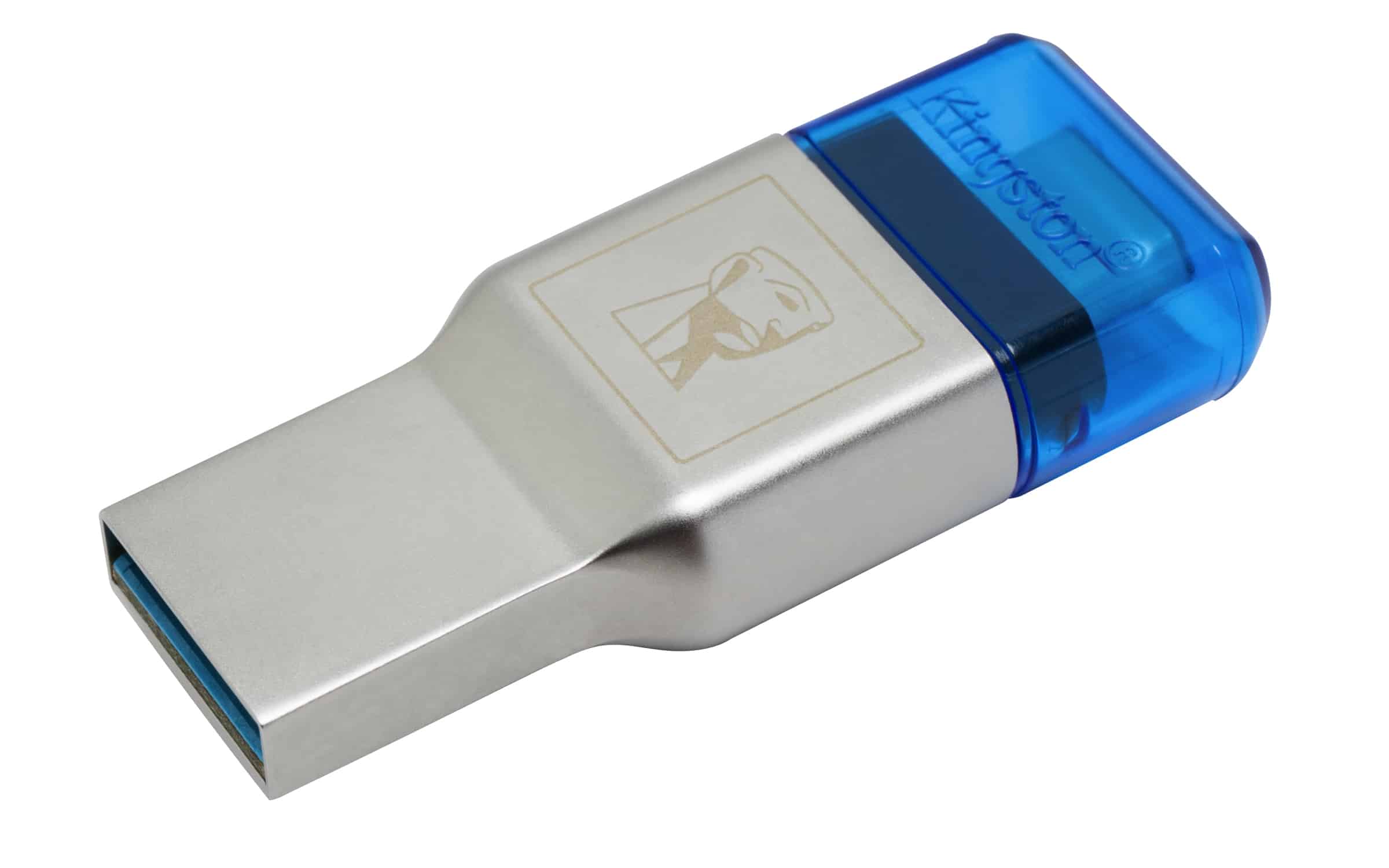 Kingston Technology MobileLite Duo 3C geheugenkaartlezer USB 3.2 Gen 1 (3.1 Gen 1) Type-A/Type-C Blauw, Zilver (FCR-ML3C) thumbnail