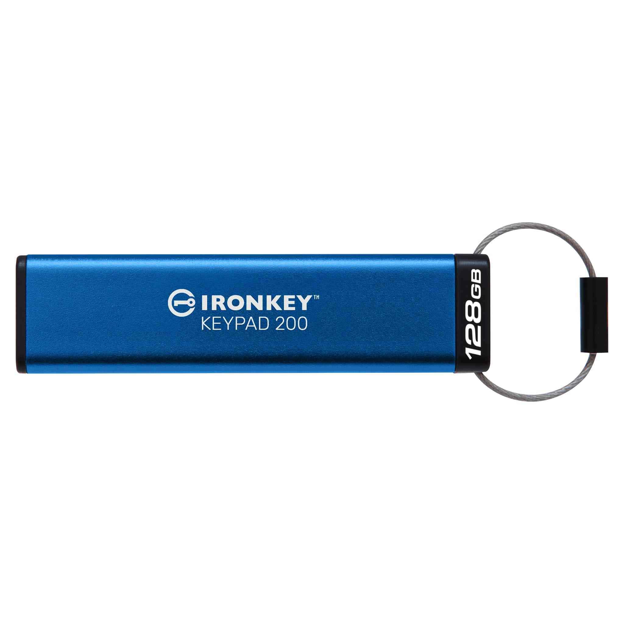 Kingston Technology IronKey Keypad 200 USB flash drive 128 GB USB Type-A 3.2 Gen 1 (3.1 Gen 1) Blauw (IKKP200/128GB) thumbnail