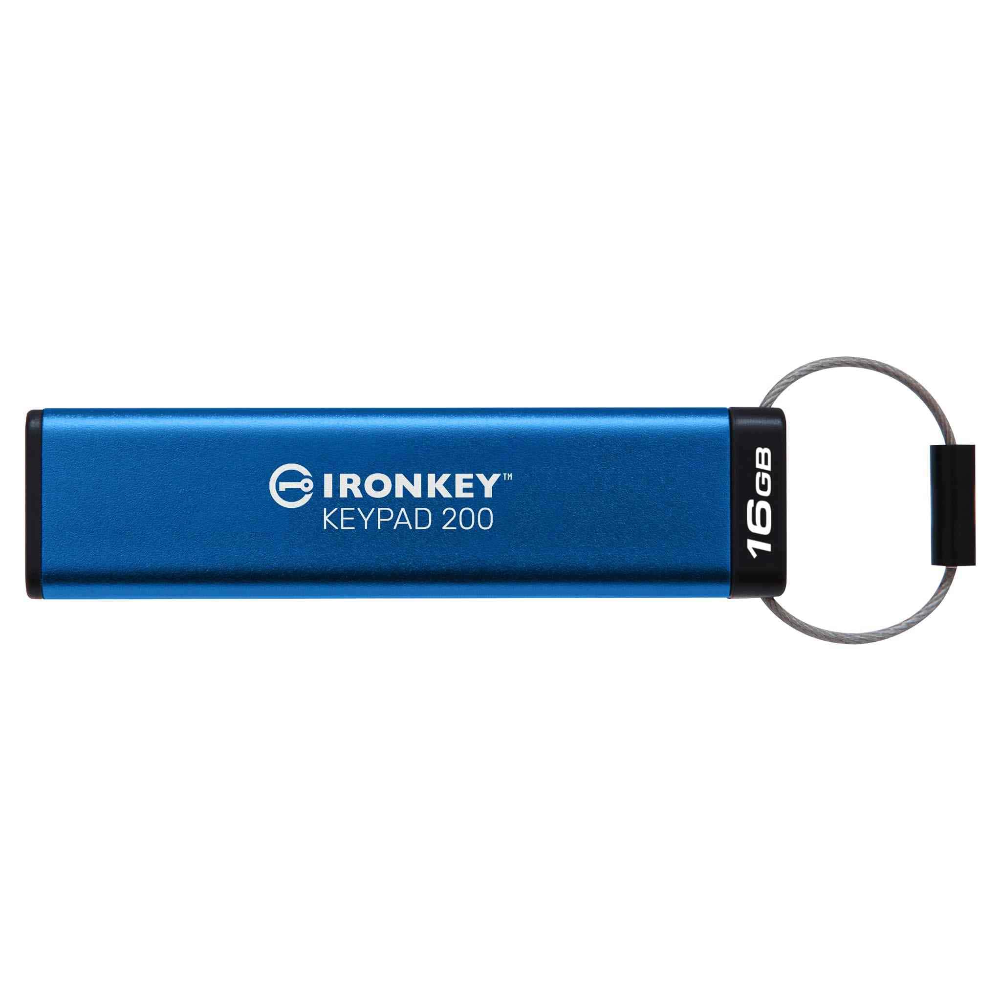 Kingston Technology IronKey Keypad 200 USB flash drive 16 GB USB Type-A 3.2 Gen 1 (3.1 Gen 1) Blauw (IKKP200/16GB) thumbnail