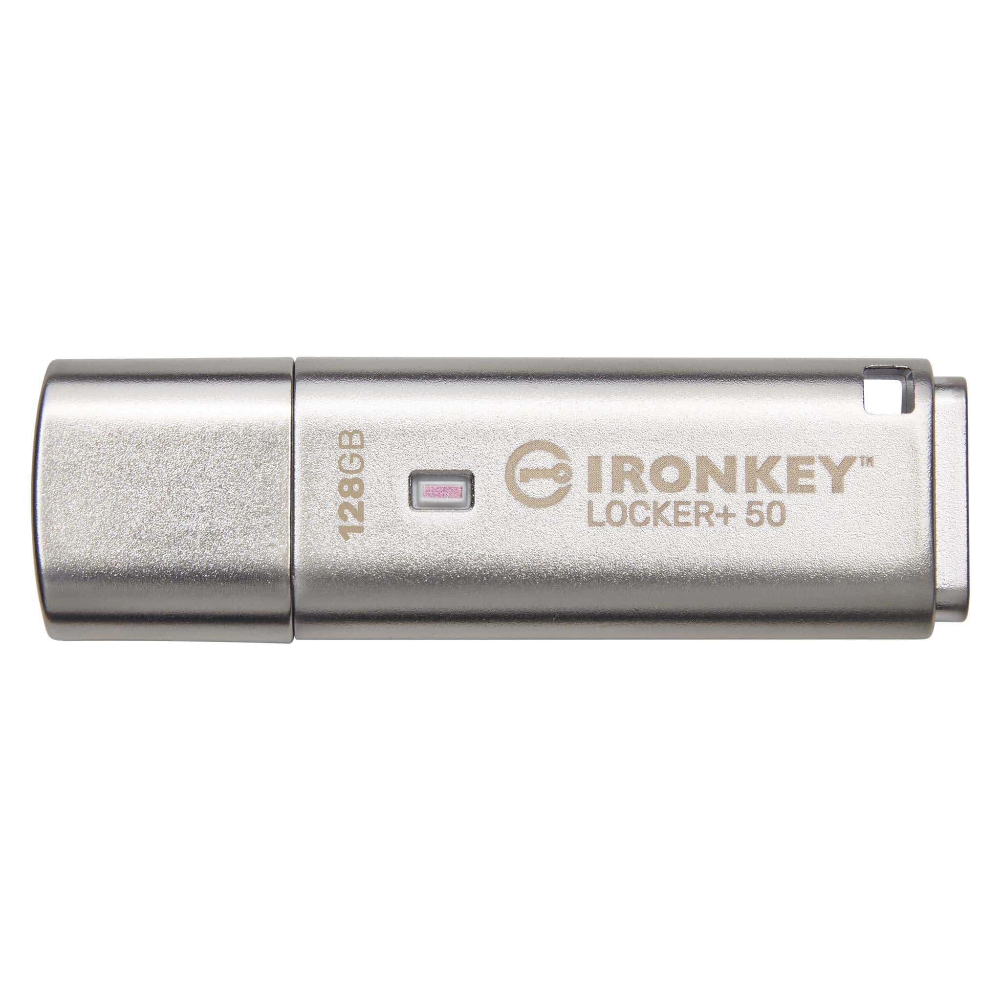 Kingston Technology IronKey Locker+ 50 USB flash drive 128 GB USB Type-A 3.2 Gen 1 (3.1 Gen 1) Zilver (IKLP50/128GB) thumbnail