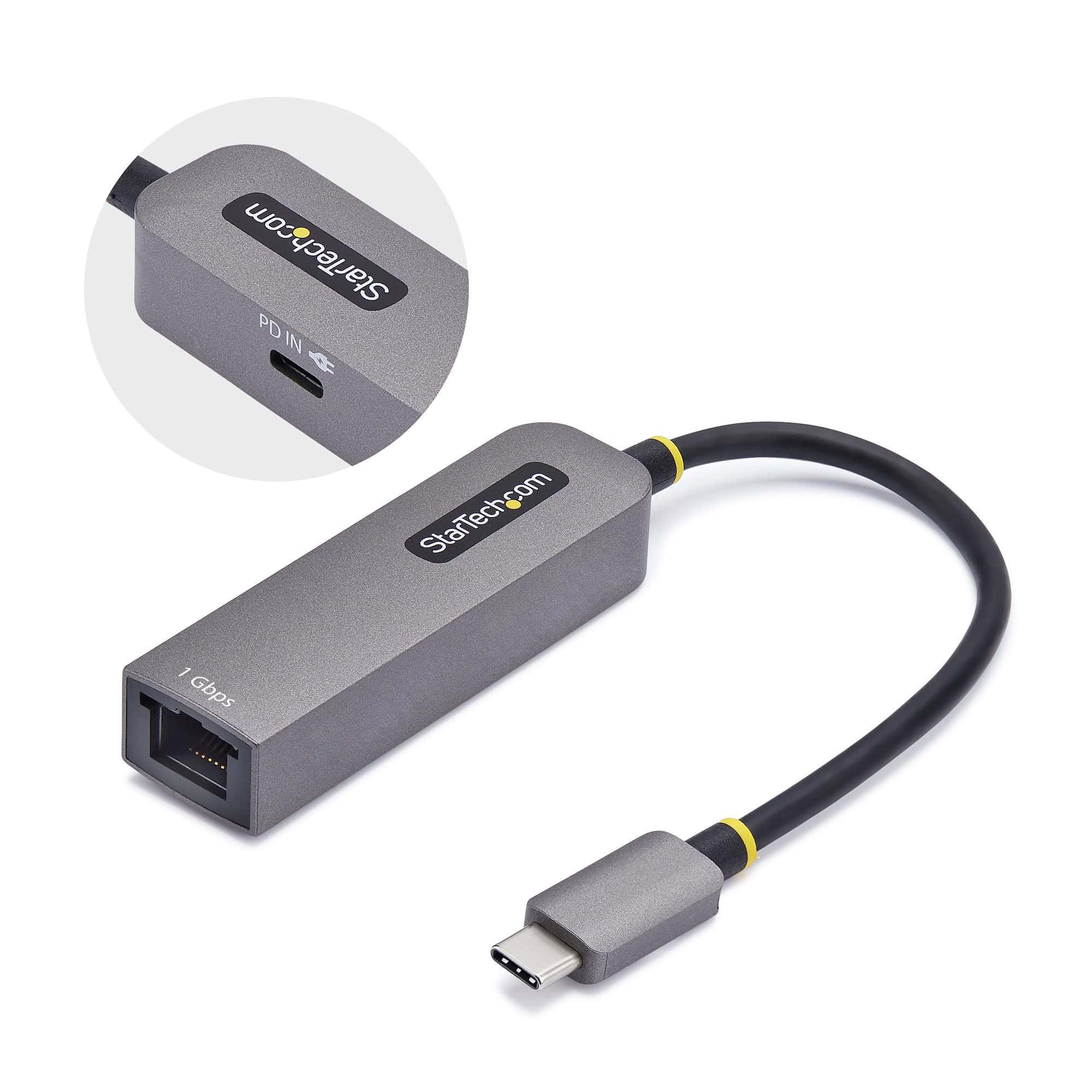 StarTech.com USB-C naar Ethernet Adapter, NIC, 100W PD Pass-Through, USB 3.0 Type-C 1Gbps Multi Speed Netwerk Adapter, Gigabit Ethernet, Thunderbolt Compatibel, Windows & Mac (1GPD3-USB-C-ETHERNET) thumbnail