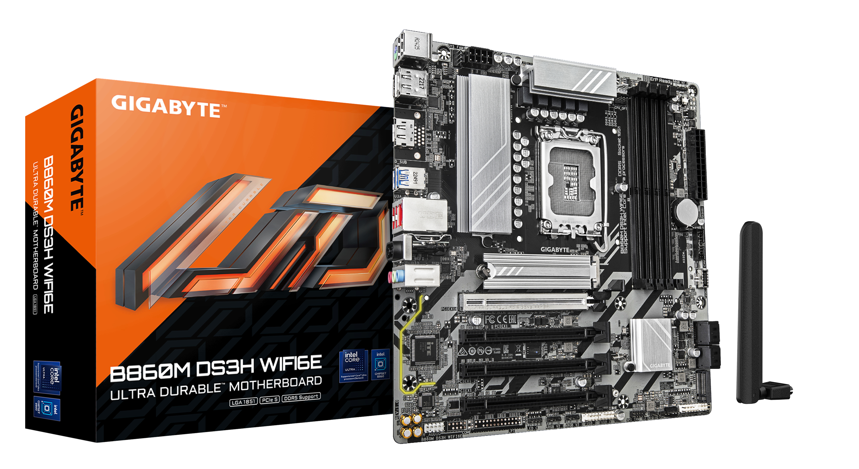 GIGABYTE B860M DS3H WIFI6E moederbord Intel B860 LGA 1851 (Socket V1) micro ATX (B860M DS3H WIFI6E) thumbnail