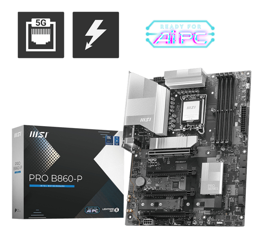 MSI PRO B860-P moederbord Intel B860 LGA 1851 (Socket V1) ATX (PRO B860-P) thumbnail