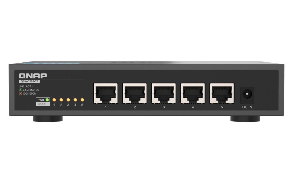 QNAP QSW-3205-5T netwerk-switch Unmanaged 10G Ethernet (100/1000/10000) Desktop Zwart (QSW-3205-5T) thumbnail