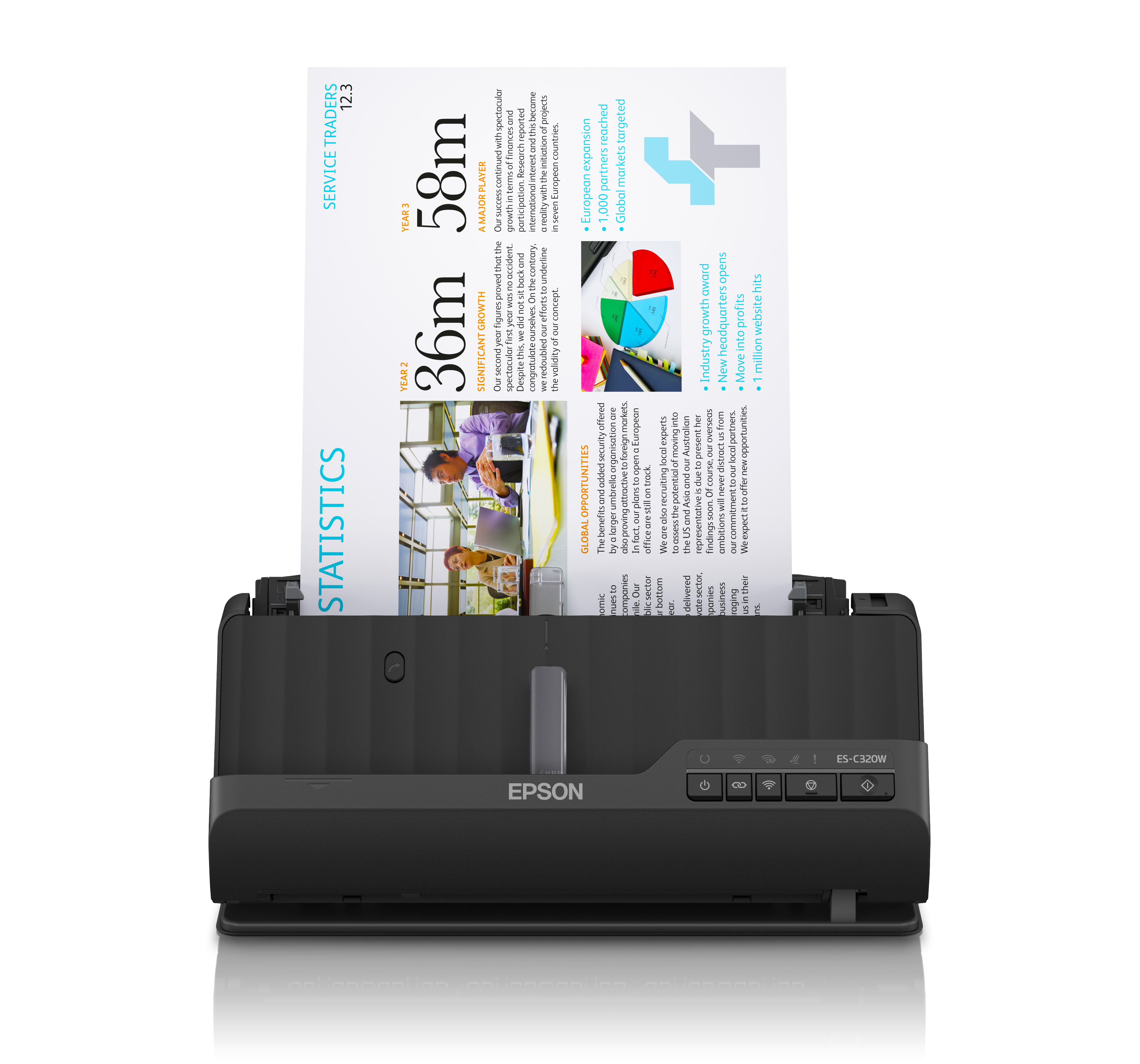 Epson ES-C320W compacte A4-documentscanner met Wi-Fi-connectiviteit en U-traject (B11B27401) thumbnail