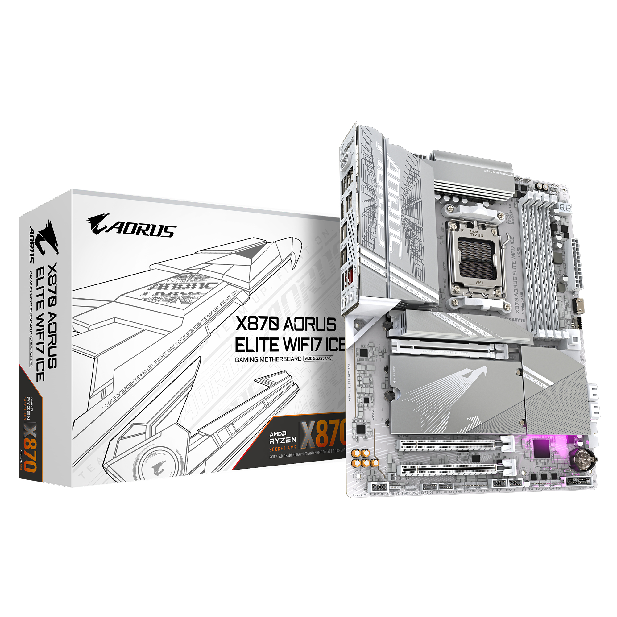 GIGABYTE X870 AORUS ELITE WIFI7 ICE AMD X870 Socket AM5 ATX (X870 AORUS ELITE WF7 ICE) thumbnail