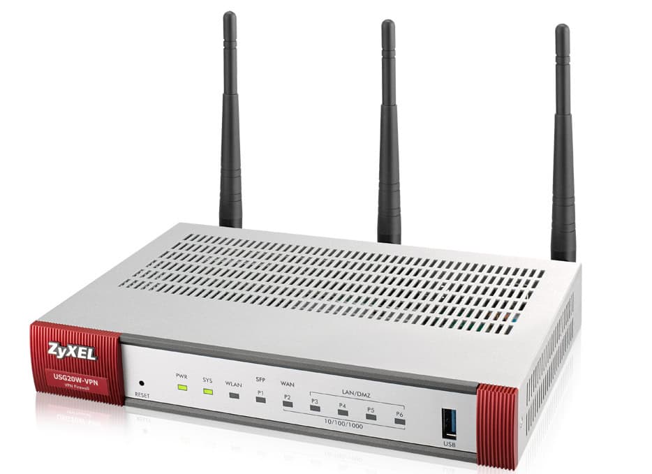 Zyxel USG20W-VPN-EU0101F draadloze router Gigabit Ethernet Dual-band (2.4 GHz / 5 GHz) 4G Grijs, Rood (USG20W-VPN-EU0101F) thumbnail