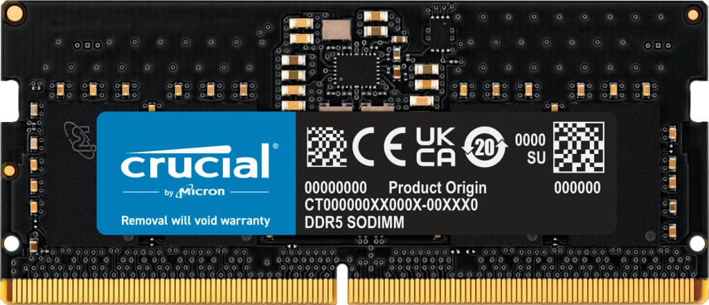 Crucial 8GB (1x8GB) DDR5-5600 CL 46 SO-DIMM RAM Notebook Speicher geheugenmodule 5600 MHz ECC (CT8G56C46S5) thumbnail