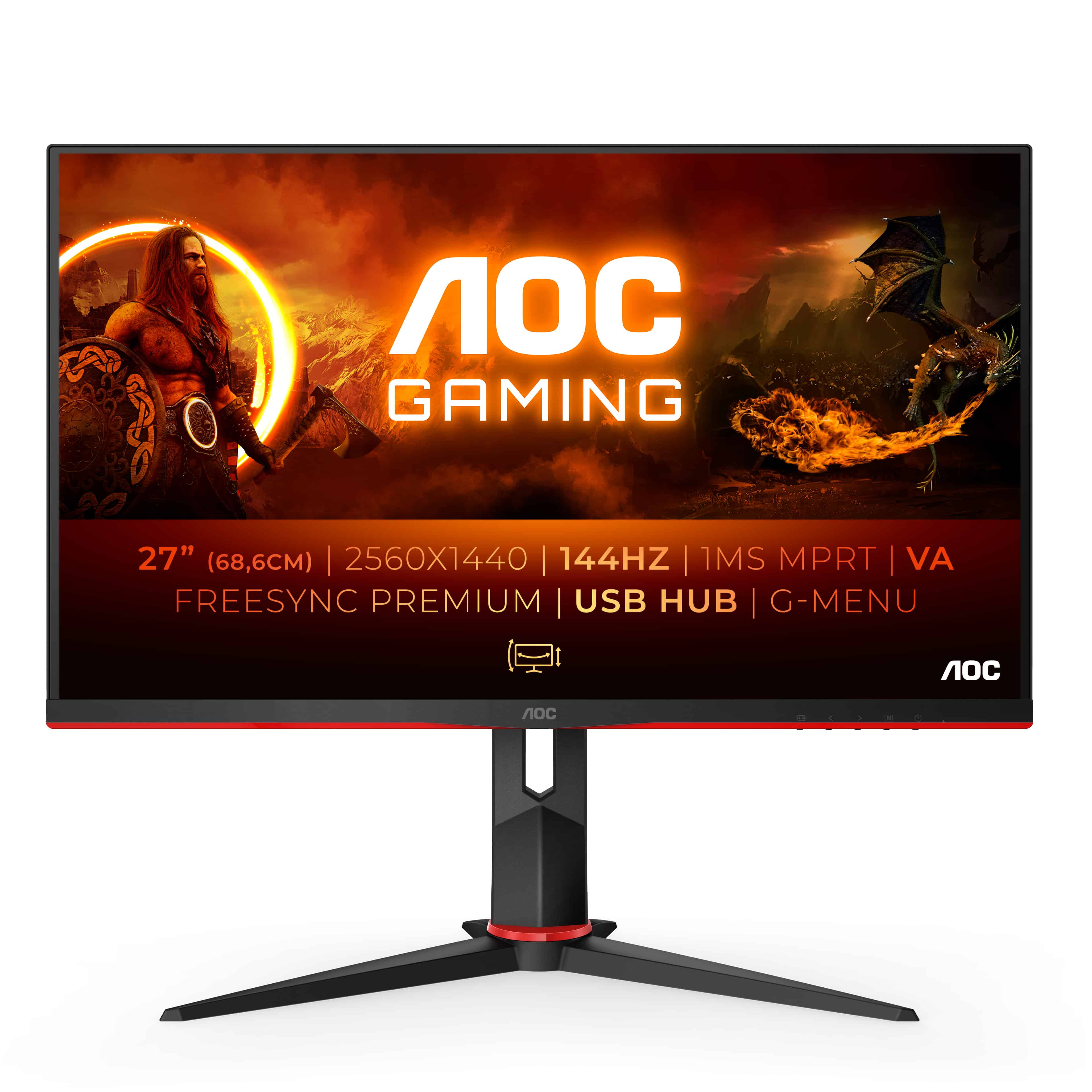 AOC G2 Q27G2U/BK computer monitor 68,6 cm (27") 2560 x 1440 Pixels Quad HD LED Zwart, Rood (Q27G2U/BK) thumbnail