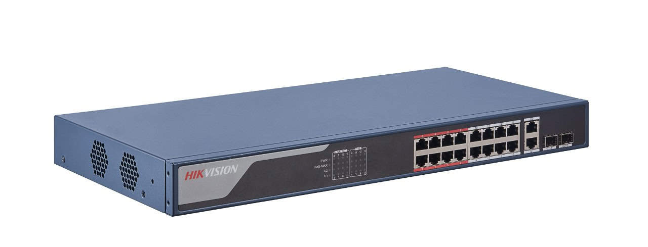 Hikvision DS-3E1318P-EI netwerk-switch Fast Ethernet (10/100) Power over Ethernet (PoE) Blauw (301802304) thumbnail