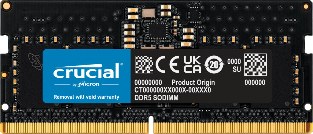 Crucial 8GB DDR5-4800 tray SODIMM CL40 16Gbit - 8 GB - DDR5 geheugenmodule (CT8G48C40S5T) thumbnail