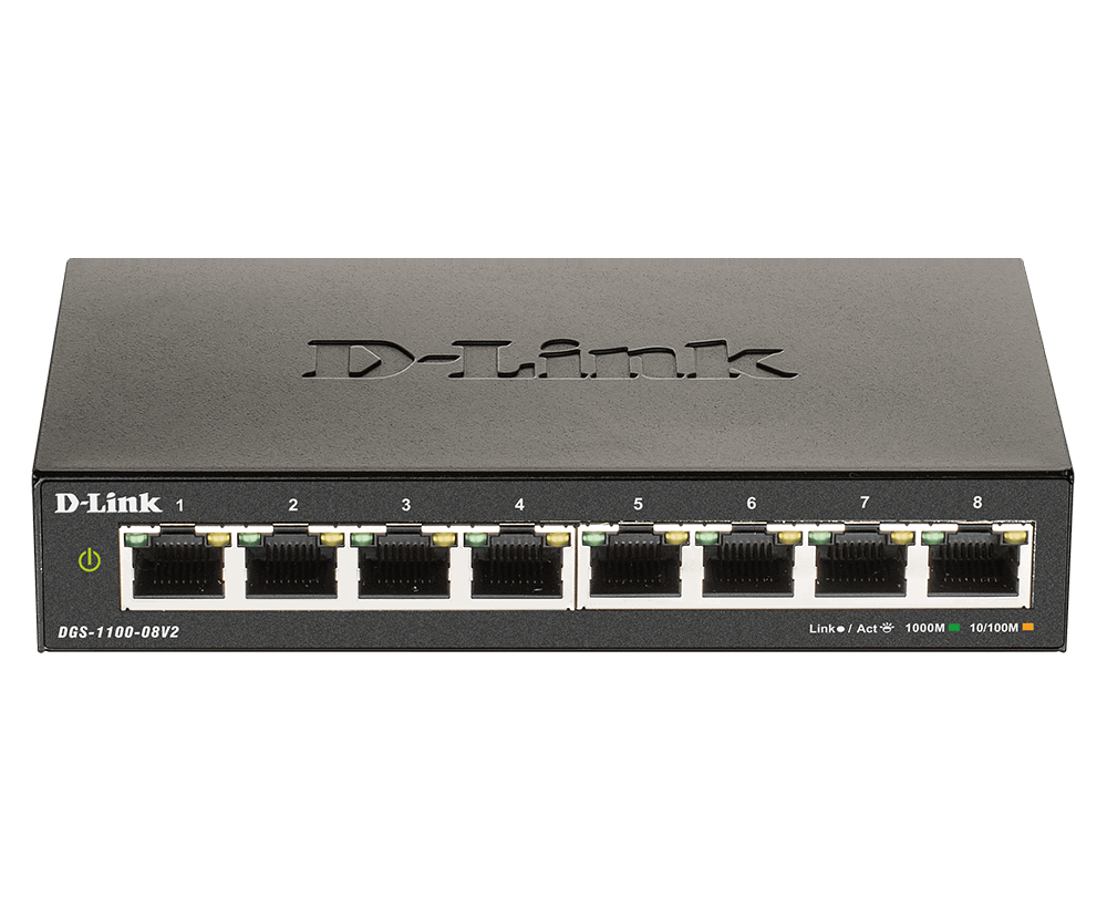 D-Link DGS-1100-08V2 Managed L2 Gigabit Ethernet (10/100/1000) Zwart (DGS-1100-08V2) thumbnail