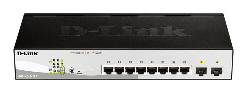 D-Link DGS-1210-10P Managed L2 Gigabit Ethernet (10/100/1000) Power over Ethernet (PoE) 1U Zwart (DGS-1210-10P/ME/E) thumbnail