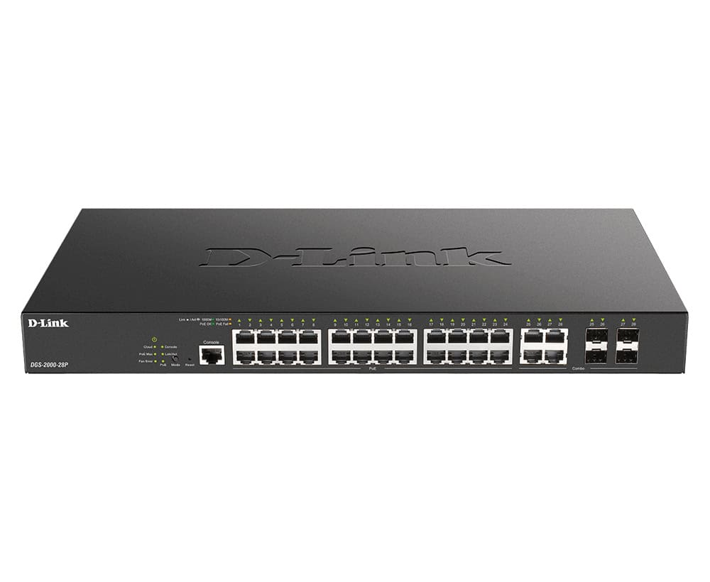 D-Link DGS-2000-28P netwerk-switch Managed L2/L3 Gigabit Ethernet (10/100/1000) Power over Ethernet (PoE) 1U Zwart (DGS-2000-28P) thumbnail