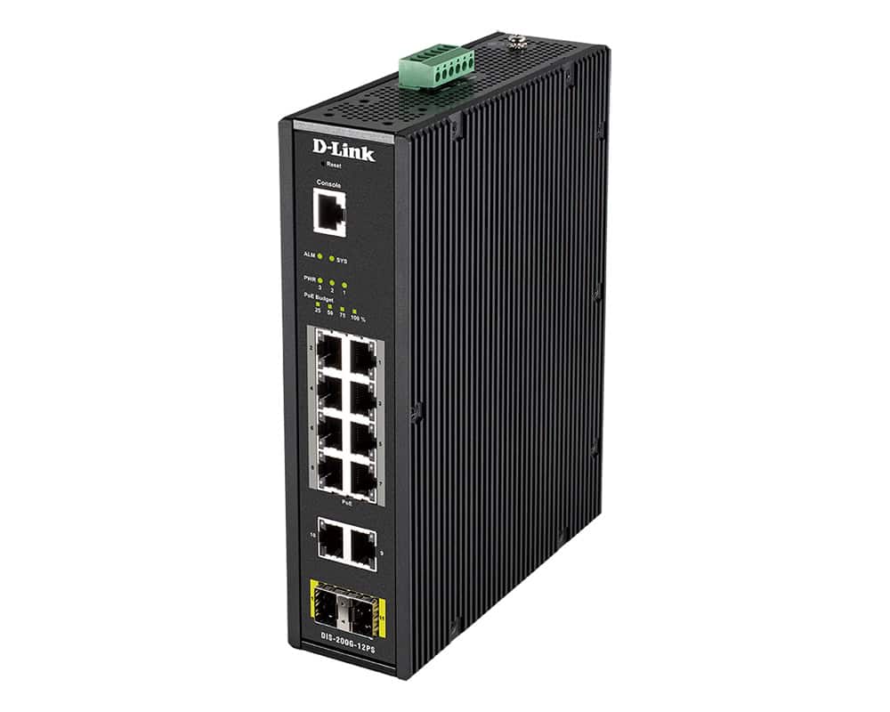 D-Link DIS-200G-12PS netwerk-switch Managed L2 Gigabit Ethernet (10/100/1000) Power over Ethernet (PoE) Zwart (DIS-200G-12PS) thumbnail