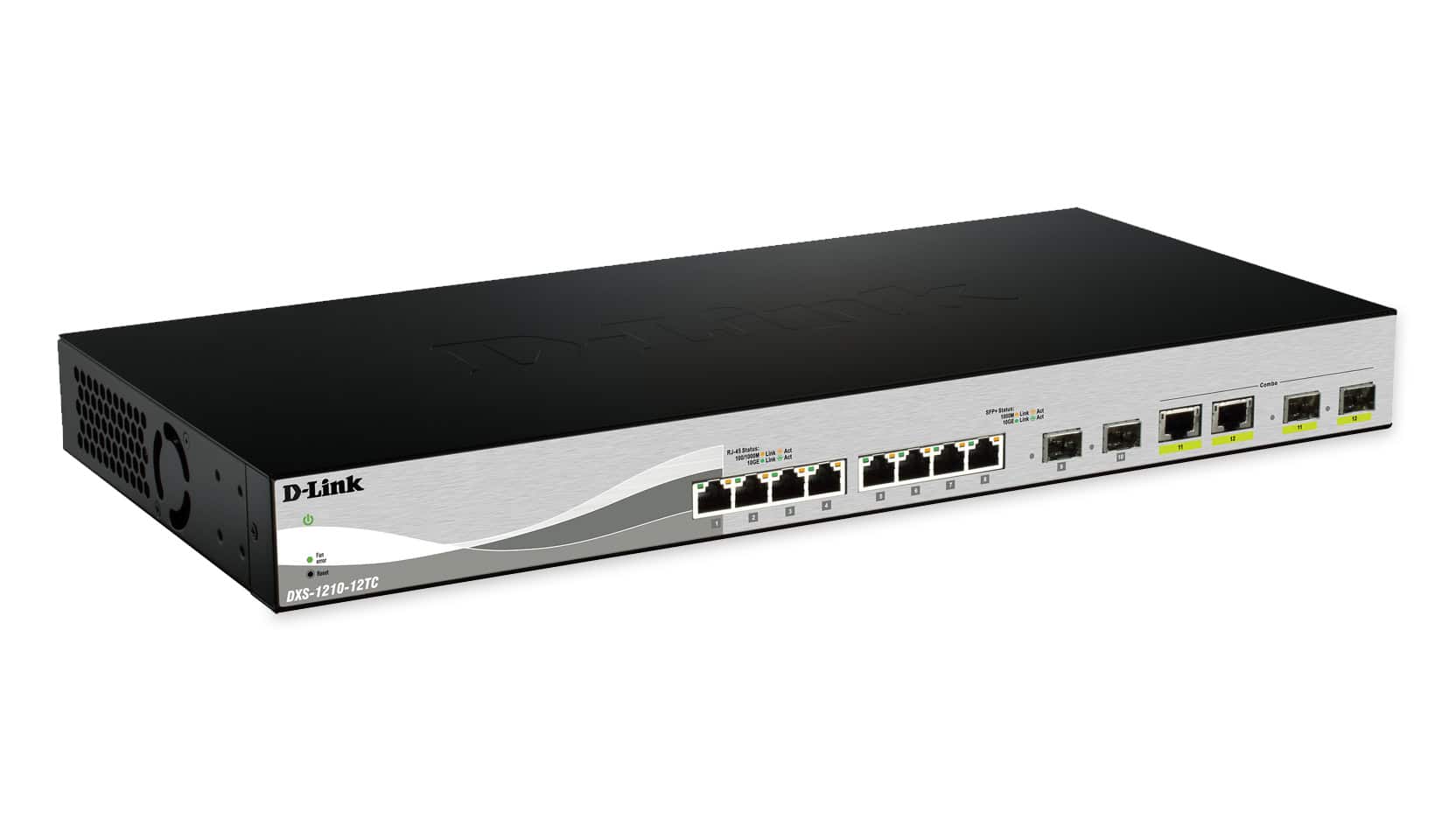 D-Link DXS-1210-12SC/E netwerk-switch Managed L2 10G Ethernet (100/1000/10000) 1U Zwart, Zilver (DXS-1210-12SC/E) thumbnail