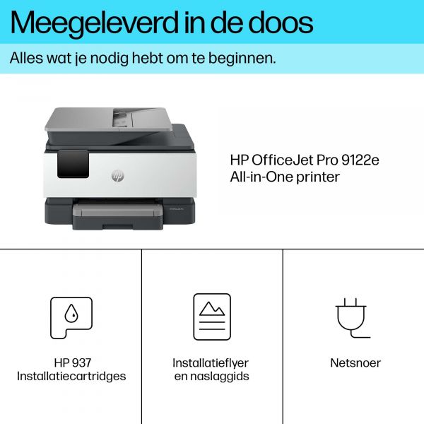 HP HP OfficeJet Pro 9122e All-in-One printer, Kleur, Printer voor Kleine en middelgrote ondernemingen, Printen, kopiëren, scannen, faxen, HP+; geschikt voor HP Instant Ink; printen vanaf telefoon of tablet; touchscreen; Smart Advance Scan; instant papier;