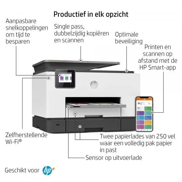 HP OfficeJet Pro HP 9022e All-in-One-printer, Kleur, Printer voor Kleine kantoren, Printen, kopiëren, scannen, faxen, HP+; Geschikt voor HP Instant Ink; Automatische documentinvoer; Dubbelzijdig printen