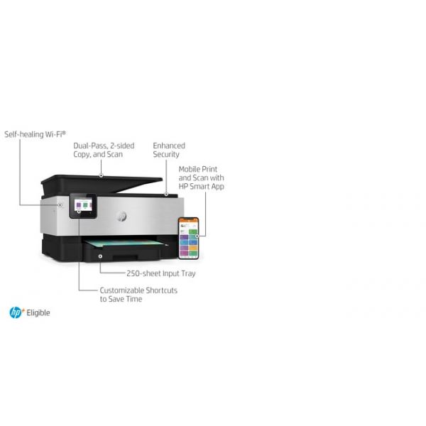 HP OfficeJet Pro HP 9012e All-in-One-printer, Kleur, Printer voor Kleine kantoren, Printen, kopiëren, scannen, faxen, HP+; Geschikt voor HP Instant Ink; Automatische documentinvoer; Dubbelzijdig printen