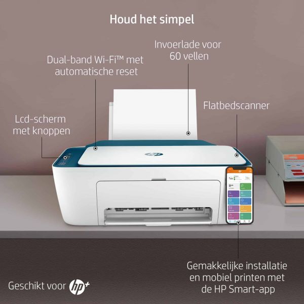 HP HP Deskjet 2721e All-in-One printer, Kleur, Printer voor Home, Printen, kopiëren, scannen, Draadloos; HP+; Geschikt voor HP Instant Ink; Printen vanaf een telefoon of tablet