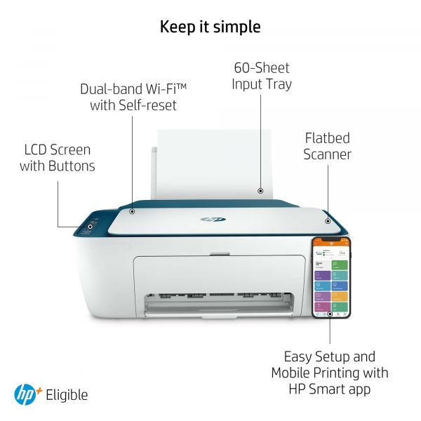 HP HP Deskjet 2721e All-in-One printer, Kleur, Printer voor Home, Printen, kopiëren, scannen, Draadloos; HP+; Geschikt voor HP Instant Ink; Printen vanaf een telefoon of tablet