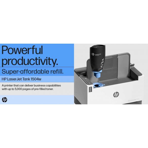 HP LaserJet Tank 1504w printer, Zwart-wit, Printer voor Bedrijf, Print, Compact formaat; Energiezuinig; Dual-band Wi-Fi