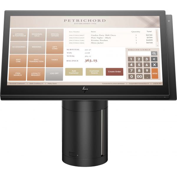 HP ElitePOS Engage One Allt-i-ett-system, modell 141 Alles-in-een 2,2 GHz 3965U 35,6 cm (14") 1920 x 1080 Pixels Touchscreen Zwart