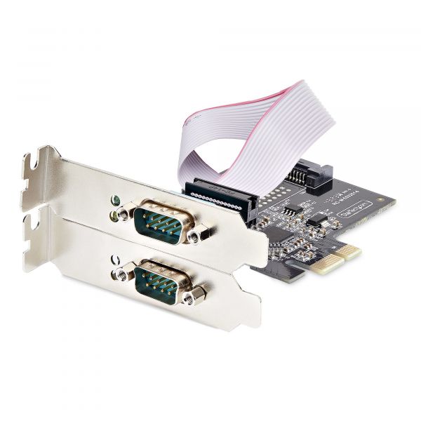 StarTech.com 2-Port PCIe Seriële Adapter Kaart, Quad PCI Express naar RS232/RS422/RS485 (DB9) Serial Kaart, Incl. Low-Profile Beugel, 16C1050 UART, Windows/Linux, TAA Compliant, Level-4 ESD Bescherming