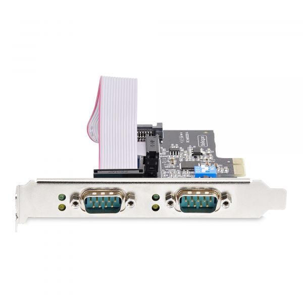 StarTech.com 2-Port PCIe Seriële Adapter Kaart, Quad PCI Express naar RS232/RS422/RS485 (DB9) Serial Kaart, Incl. Low-Profile Beugel, 16C1050 UART, Windows/Linux, TAA Compliant, Level-4 ESD Bescherming