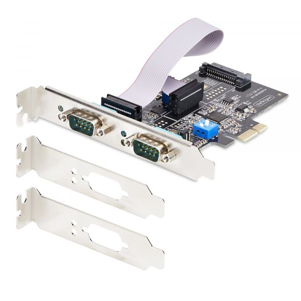 StarTech.com 2-Port PCIe Seriële Adapter Kaart, Quad PCI Express naar RS232/RS422/RS485 (DB9) Serial Kaart, Incl. Low-Profile Beugel, 16C1050 UART, Windows/Linux, TAA Compliant, Level-4 ESD Bescherming