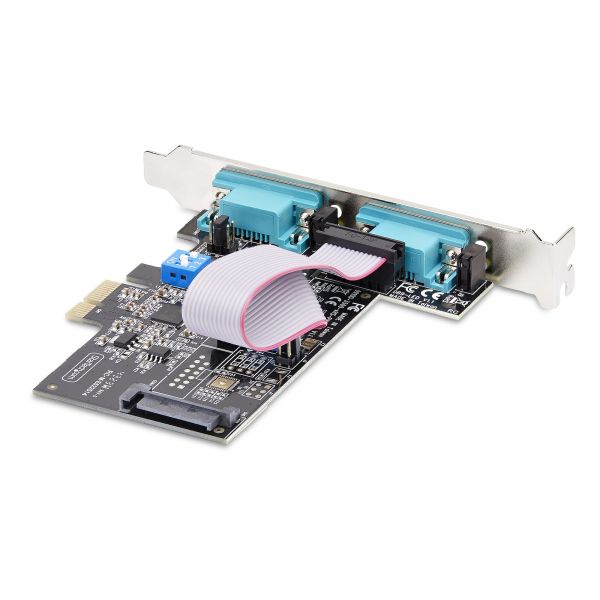 StarTech.com 2-Port PCIe Seriële Adapter Kaart, Quad PCI Express naar RS232/RS422/RS485 (DB9) Serial Kaart, Incl. Low-Profile Beugel, 16C1050 UART, Windows/Linux, TAA Compliant, Level-4 ESD Bescherming