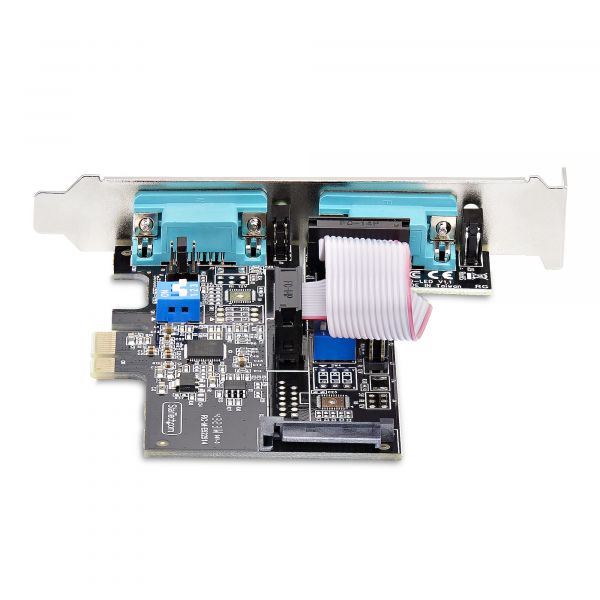 StarTech.com 2-Port PCIe Seriële Adapter Kaart, Quad PCI Express naar RS232/RS422/RS485 (DB9) Serial Kaart, Incl. Low-Profile Beugel, 16C1050 UART, Windows/Linux, TAA Compliant, Level-4 ESD Bescherming