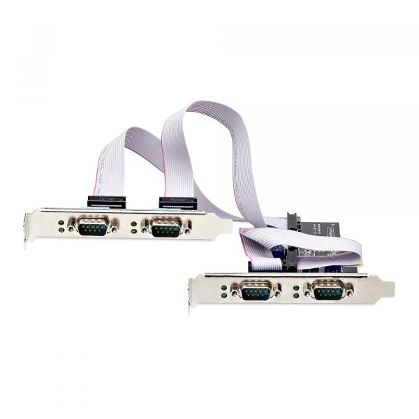 StarTech.com 4-Port PCIe Seriële Adapter Kaart, Quad PCI Express naar RS232/RS422/RS485 (DB9) Serial Kaart, Incl. Low-Profile Beugel, 16C1050 UART, Windows/Linux, TAA Compliant, Level-4 ESD Bescherming