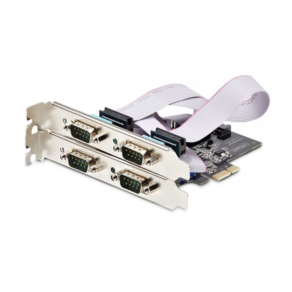 StarTech.com 4-Port PCIe Seriële Adapter Kaart, Quad PCI Express naar RS232/RS422/RS485 (DB9) Serial Kaart, Incl. Low-Profile Beugel, 16C1050 UART, Windows/Linux, TAA Compliant, Level-4 ESD Bescherming