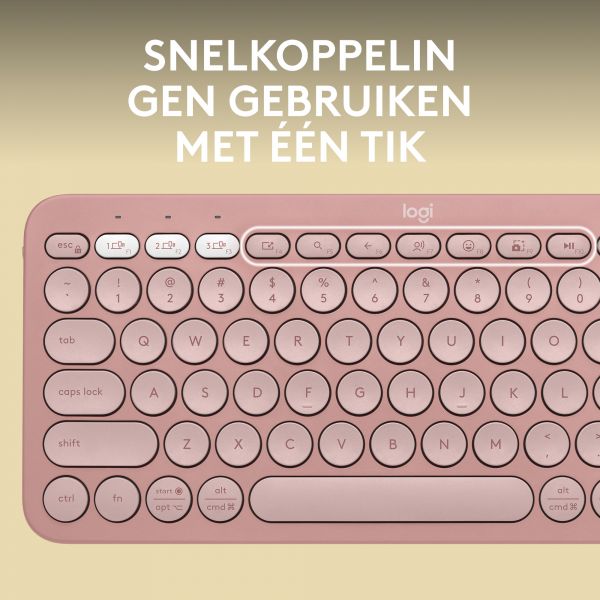 Logitech Pebble Keys 2 K380s toetsenbord RF-draadloos + Bluetooth QWERTY US International Roze