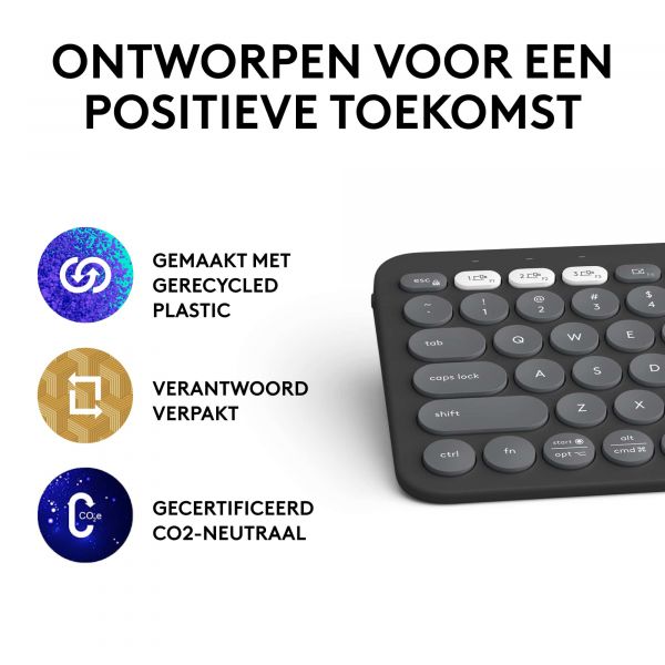 Logitech Pebble Keys 2 K380s toetsenbord RF-draadloos + Bluetooth QWERTY US International Grafiet