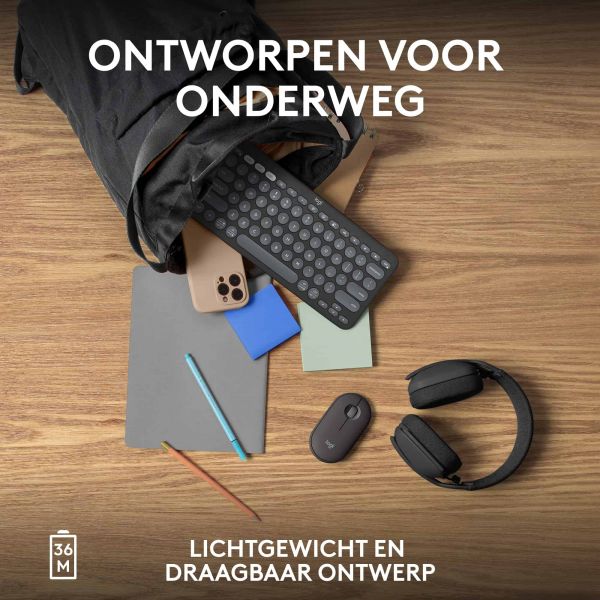 Logitech Pebble Keys 2 K380s toetsenbord RF-draadloos + Bluetooth QWERTY US International Grafiet