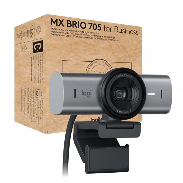 Logitech MX Brio 705 for Business webcam 8,5 MP 4096 x 2160 Pixels USB 3.2 Gen 1 (3.1 Gen 1) Aluminium, Zwart