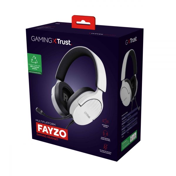 Trust GXT 489W FAYZO Headset Bedraad Hoofdband Gamen Zwart, Wit