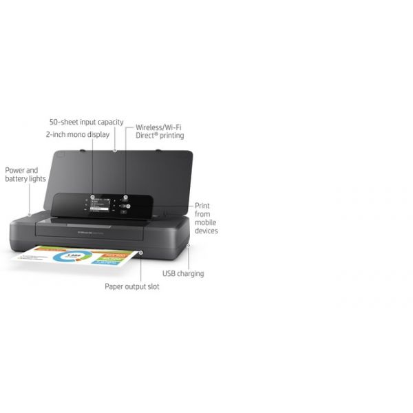 HP Officejet 200 mobiele printer, Print, Afdrukken via USB-poort aan de voorzijde