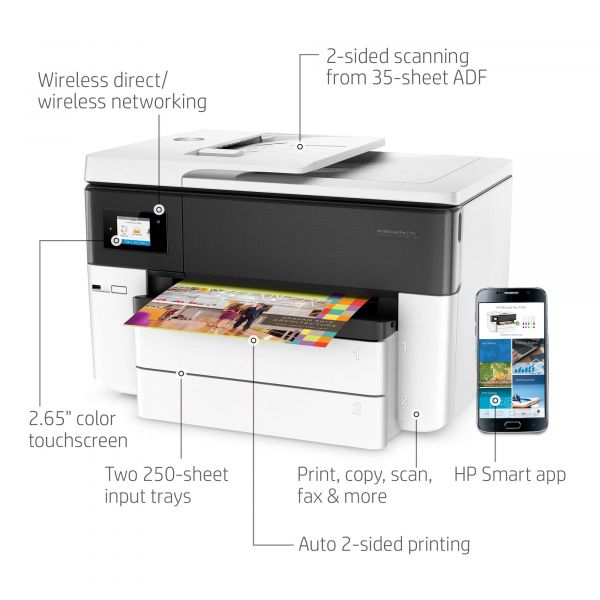 HP OfficeJet Pro 7740 breedformaat All-in-One printer, Printen, kopiëren, scannen, faxen, Invoer voor 35 vel; Scan naar e-mail