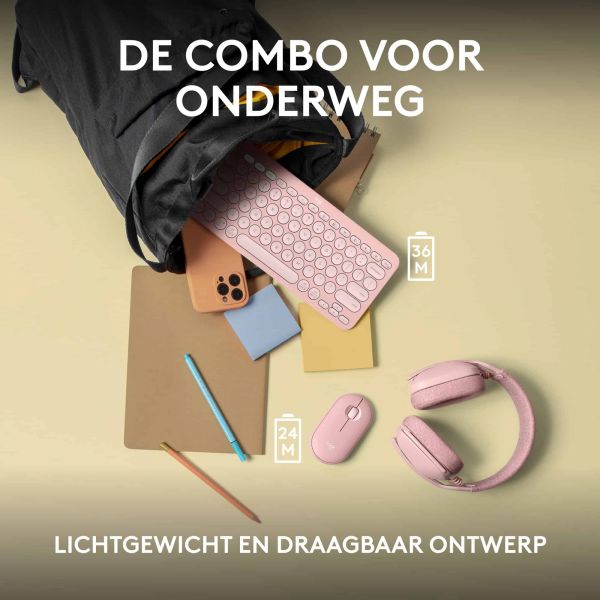 Logitech Pebble 2 Combo toetsenbord Inclusief muis RF-draadloos + Bluetooth QWERTY US International Roze