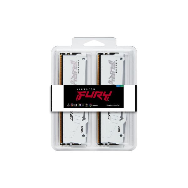 Kingston Technology FURY Beast 32GB 6400MT/s DDR5 CL32 DIMM (Kit van 2) White RGB XMP (KF564C32BWAK2-32)