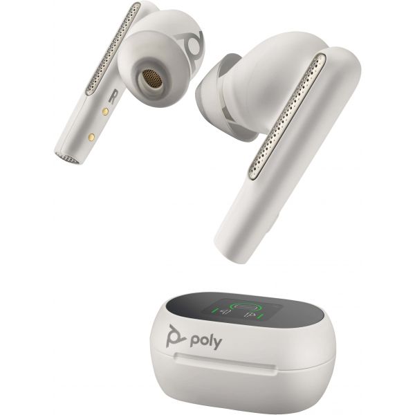 POLY Voyager Free 60+ UC White Sand Earbuds + BT700 USB-A-adapter + oplaadcase met touchscreen