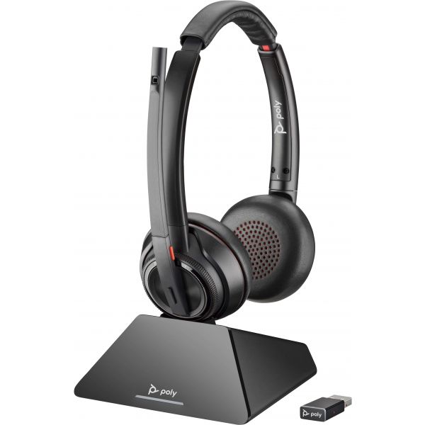 POLY Savi 8220 UC Microsoft Teams Certified DECT 1880-1900 MHz USB-A Headset (8D3F5AA#ABB)